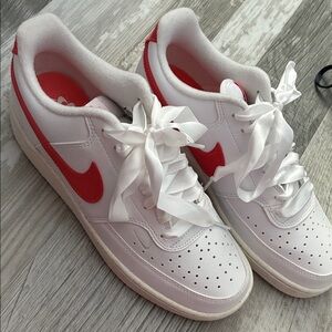 NEW!! Beautiful Nike Court Vision Low 'White Sea Coral' WITH silky laces 8.5